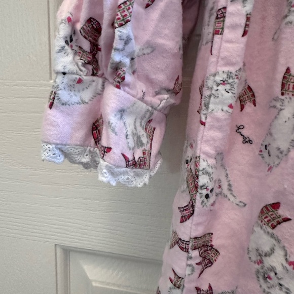 Lanz Of Salzburg Pink Flannel Kittens Cats Nightgown Peter Pan Collar Large - Picture 3 of 9